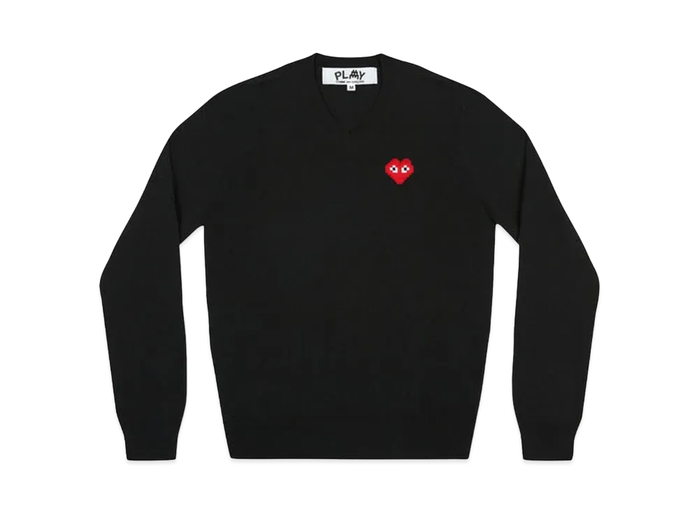 COMME des GARCONS PLAY CDG Invader V Neck Sweater "Black"