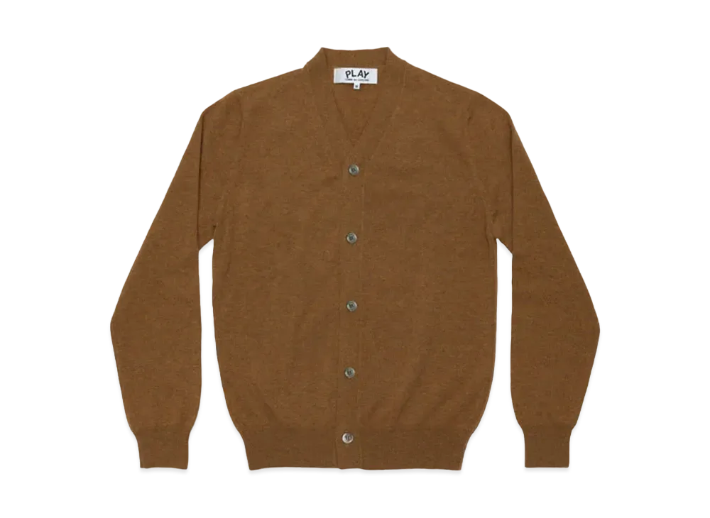 COMME des GARCONS PLAY CDG Top Dyed Carded Lambswool Men's Cardigan "Brown"