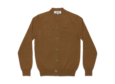 COMME des GARCONS PLAY CDG Top Dyed Carded Lambswool Men's Cardigan "Brown"