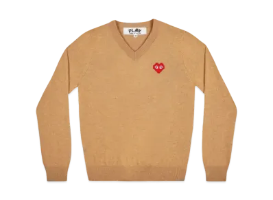 COMME des GARCONS PLAY CDG Invader V Neck Sweater "Camel"