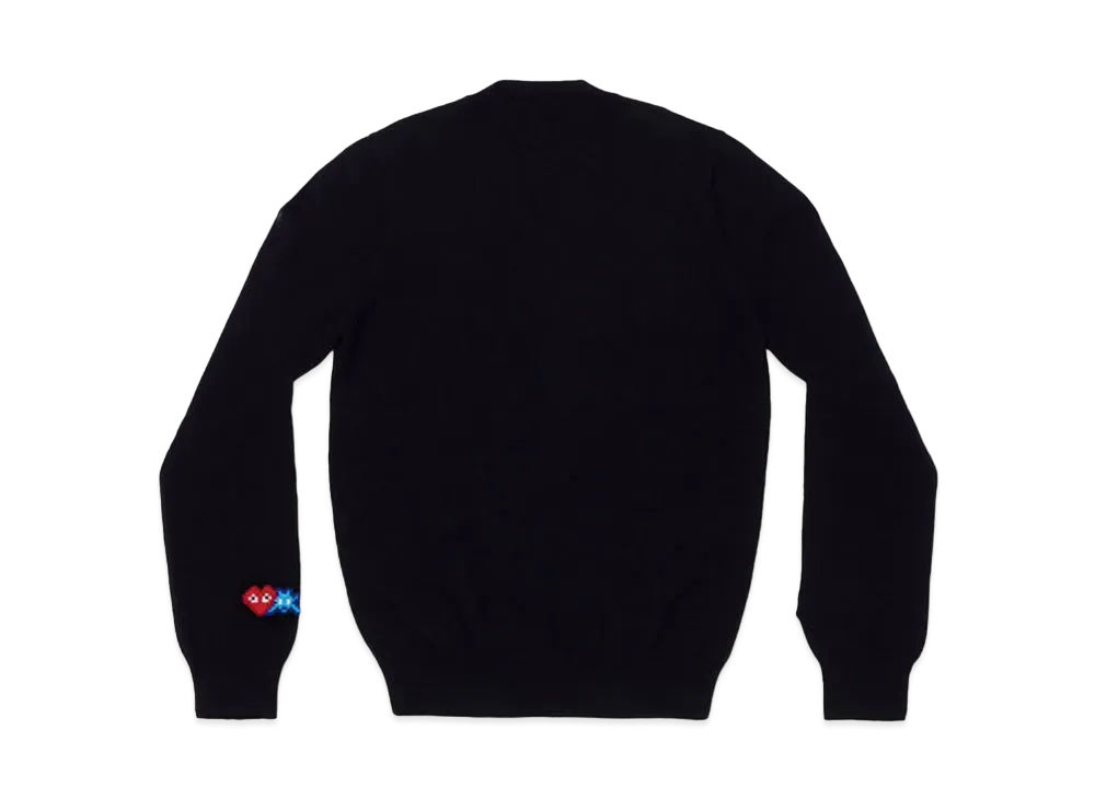 COMME des GARCONS PLAY CDG Invader Lambswool V Neck Sweater "Black"