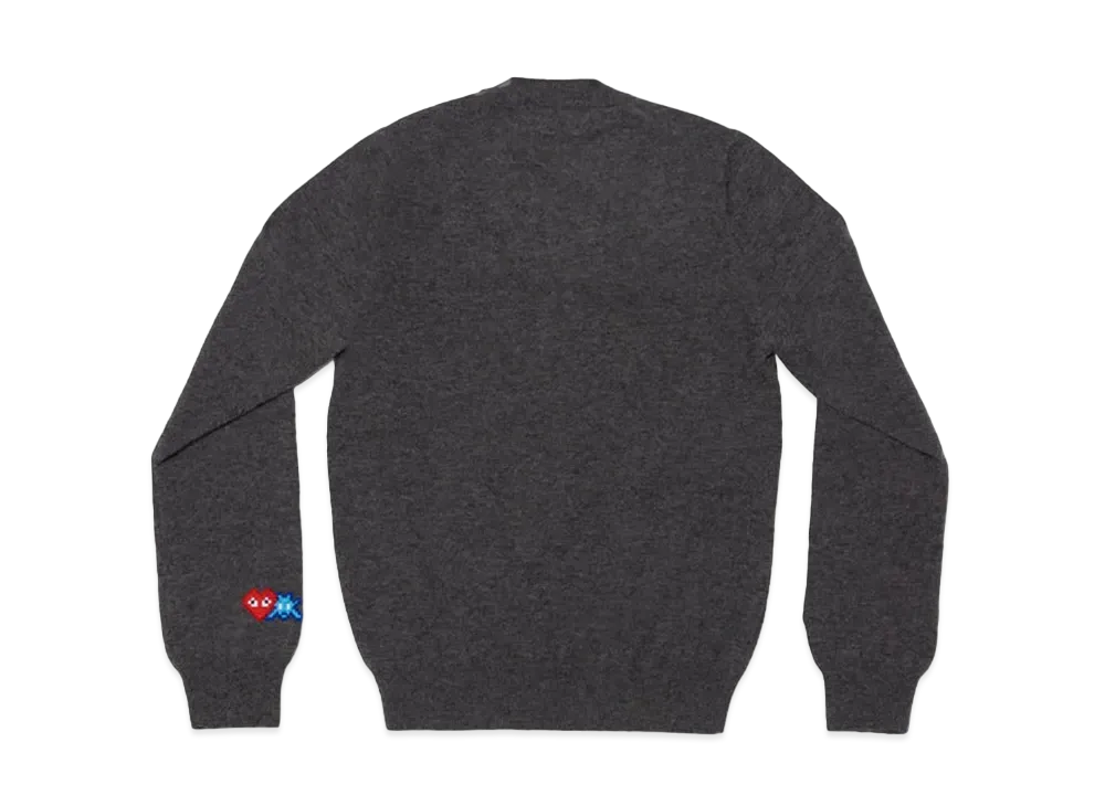 COMME des GARCONS PLAY CDG Invader Women's Lambswool Cardigan "Medium Grey"