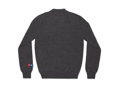 COMME des GARCONS PLAY CDG Invader Men's Lambswool Cardigan "Medium Grey"