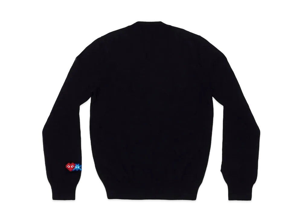 COMME des GARCONS PLAY CDG Invader Lambswool V Neck Sweater "Navy"