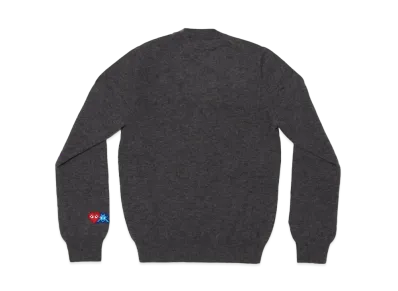 COMME des GARCONS PLAY CDG Invader Lambswool V Neck Sweater "Medium Grey"