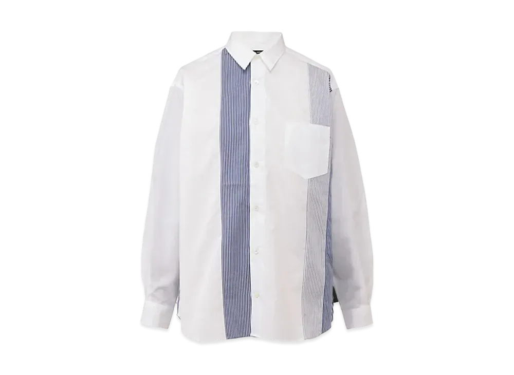 COMME des GARCONS HOMME Cotton Broadcloth x Cotton Stripe L/S Shirt "White/Mix"