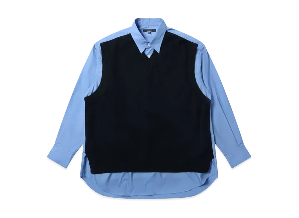 COMME des GARCONS HOMME Cotton Broad x Polyester Knit Shirts "Sax/Navy"