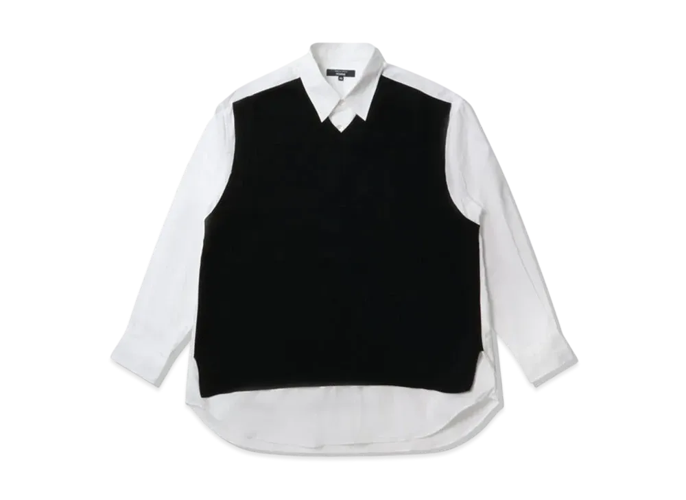 COMME des GARCONS HOMME Cotton Broad x Polyester Knit Shirts "White/Black"