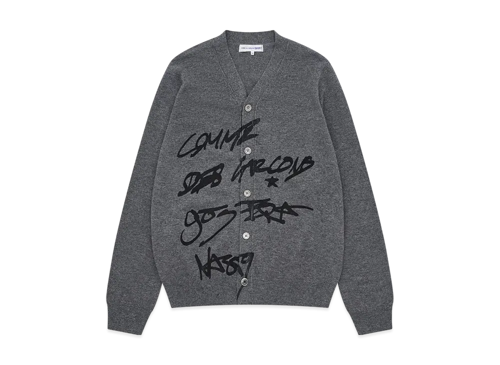 COMME des GARCONS SHIRT x ASAP Nast Script V Neck Cardigan "Gray"
