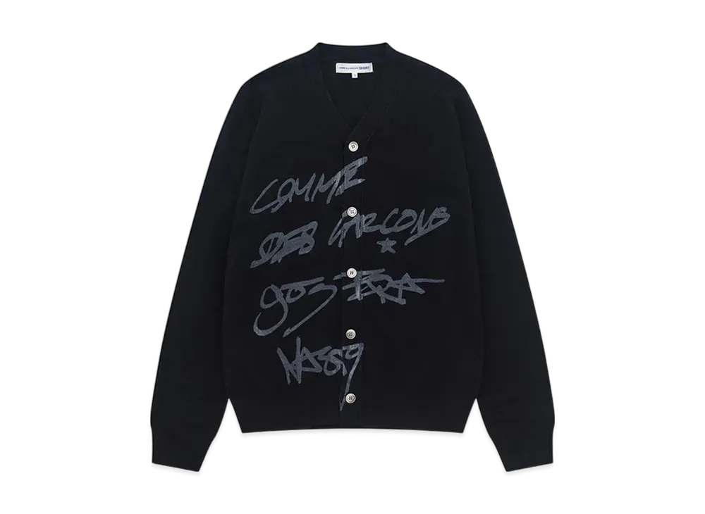 COMME des GARCONS SHIRT x ASAP Nast Script V Neck Cardigan "Black"