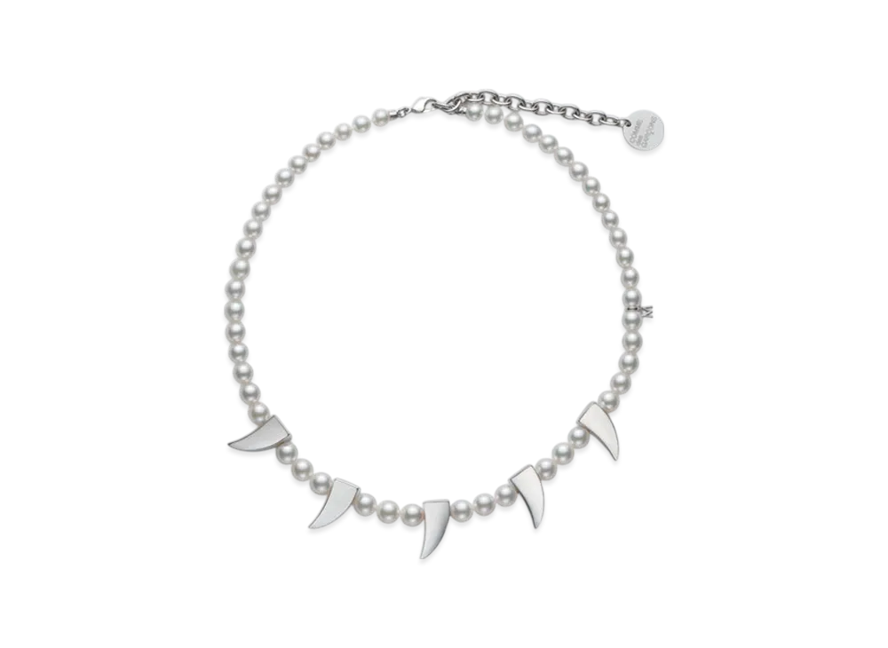 COMME des GARCONS x Mikimoto M CDG Pearl Necklace Fangs "Silver"
