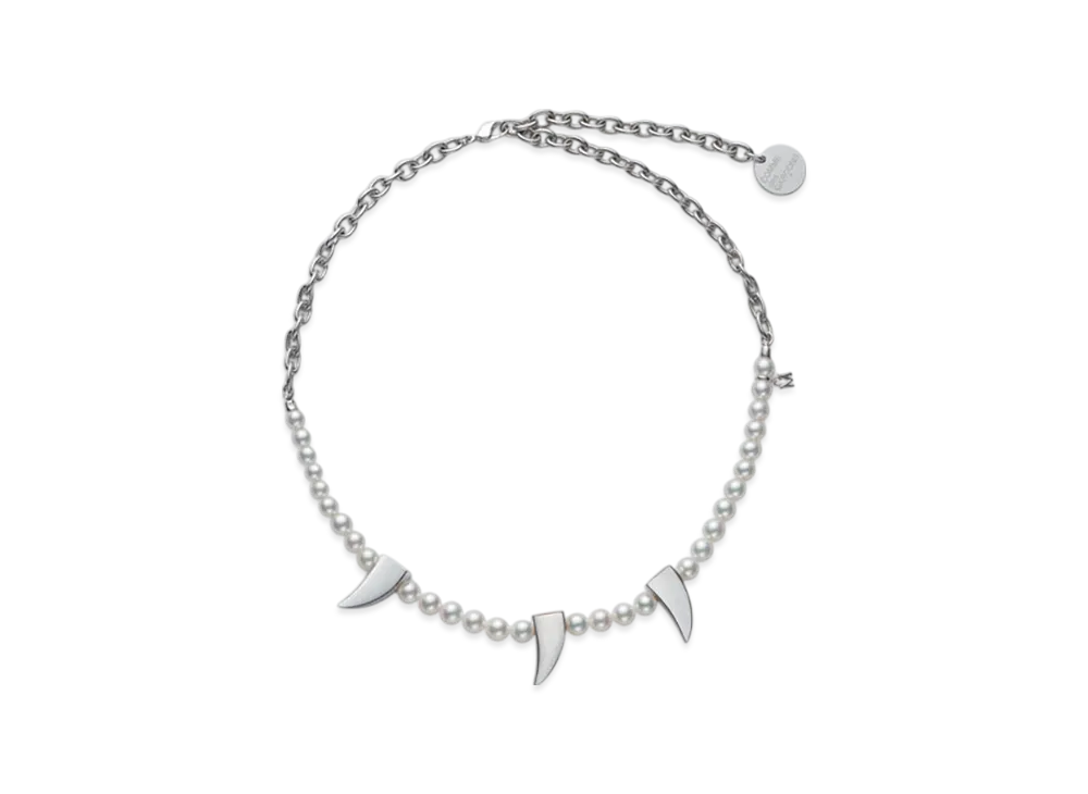 COMME des GARCONS x Mikimoto M CDG Pearl& Chain NecklaceFangs "Silver"
