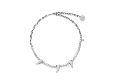 COMME des GARCONS x Mikimoto M CDG Pearl& Chain NecklaceFangs "Silver"