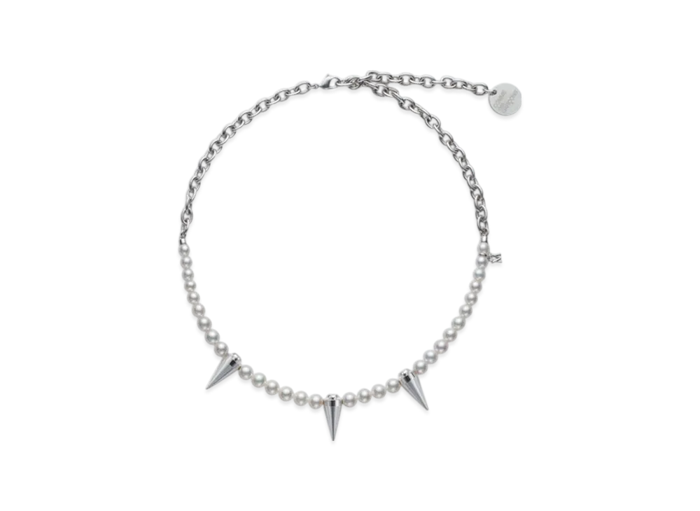 COMME des GARCONS x Mikimoto M CDG Pearl& Chain NecklaceStuds "Silver"