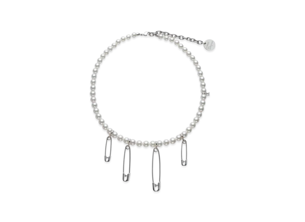 COMME des GARCONS x Mikimoto M CDG Pearl Necklace Safety Pins "Silver"