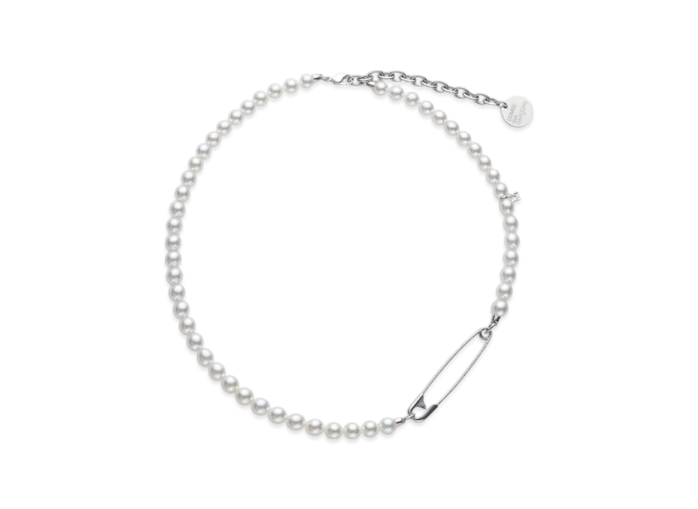 COMME des GARCONS x Mikimoto M CDG Pearl Necklace Safety Pin "Silver"