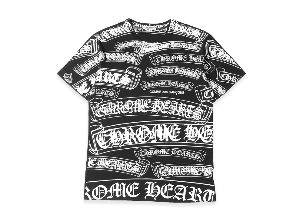 COMME des GARCONS x CHROME HEARTS Scroll Label Print T-Shirt "Black"