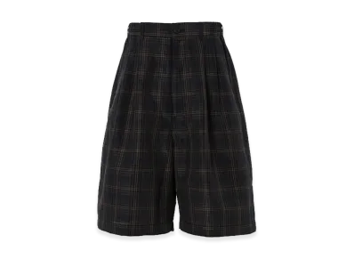 COMME des GARCONS HOOME Polyester Linen Weather Check Tucked Trousers "Navy"
