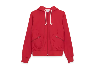 COMME des GARCONS Women's Flower Pocket Zip Hoodie "Red"