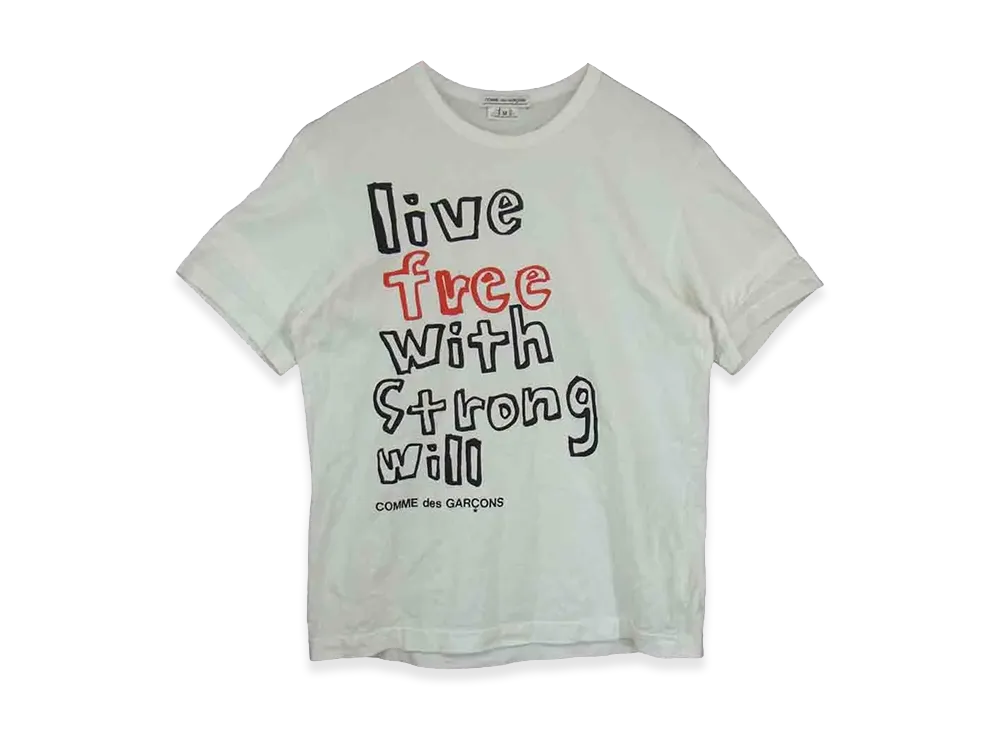 COMME des GARCONS live free with strong will T-Shirts "White"