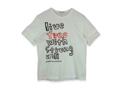 COMME des GARCONS live free with strong will T-Shirts "White"
