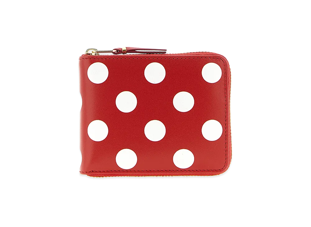 COMME des GARCONS Wallet Women's Polka Dot Printed Zip Around Wallet "Red"