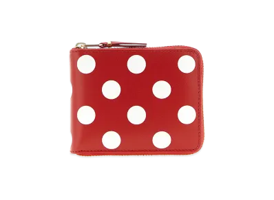 COMME des GARCONS Wallet Women's Polka Dot Printed Zip Around Wallet "Red"