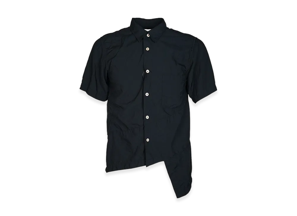 BLACK COMME des GARCONS Polyester Spun Broadcloth Garment Treated Shirt "Black"