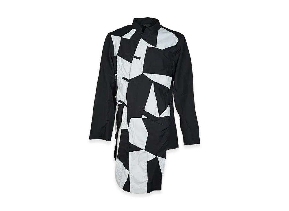 BLACK COMME des GARCONS Polyester Twill x Cotton Twill Patchwork Garment Treated Jacket "Black/White"