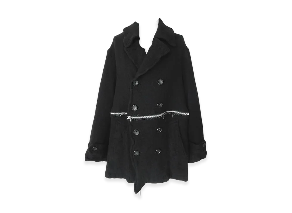 BLACK COMME des GARCONS Heavy Wool Tweed Garment Treated "Black"