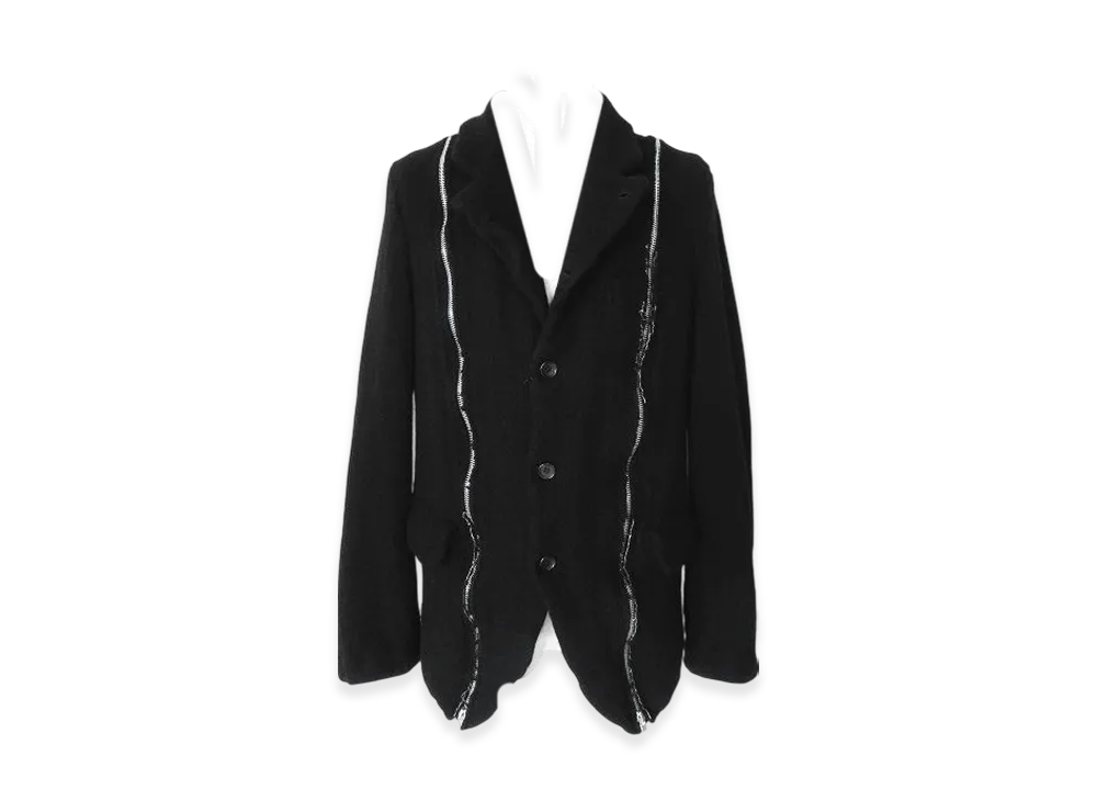 BLACK COMME des GARCONS Wool / Nylon Medium Tweed Garment Treated "Black"