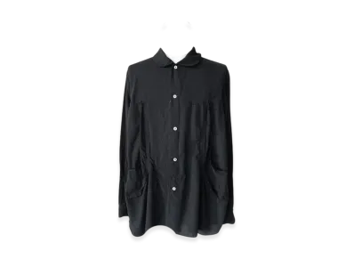 BLACK COMME des GARCONS Polyester Spun Broadcloth Garment Treated "Black"