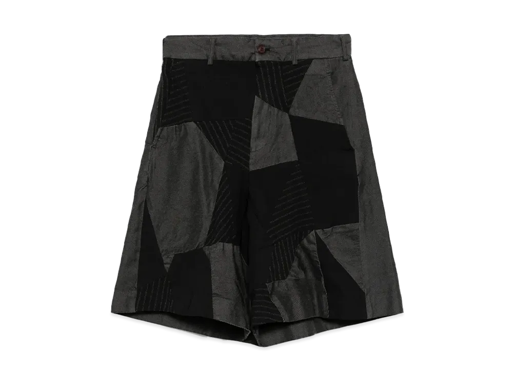 BLACK COMME des GARCONS Gabardine Patchwork Shorts "Black"