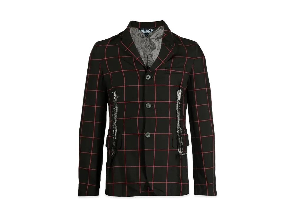 BLACK COMME des GARCONS Check Notched Lapel Jacket "White"