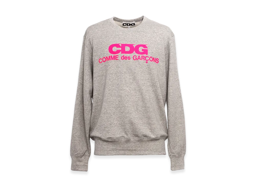 COMME des GARCONS CDG Crew Neck Sweatshirt (Pink Logo) "Gray"