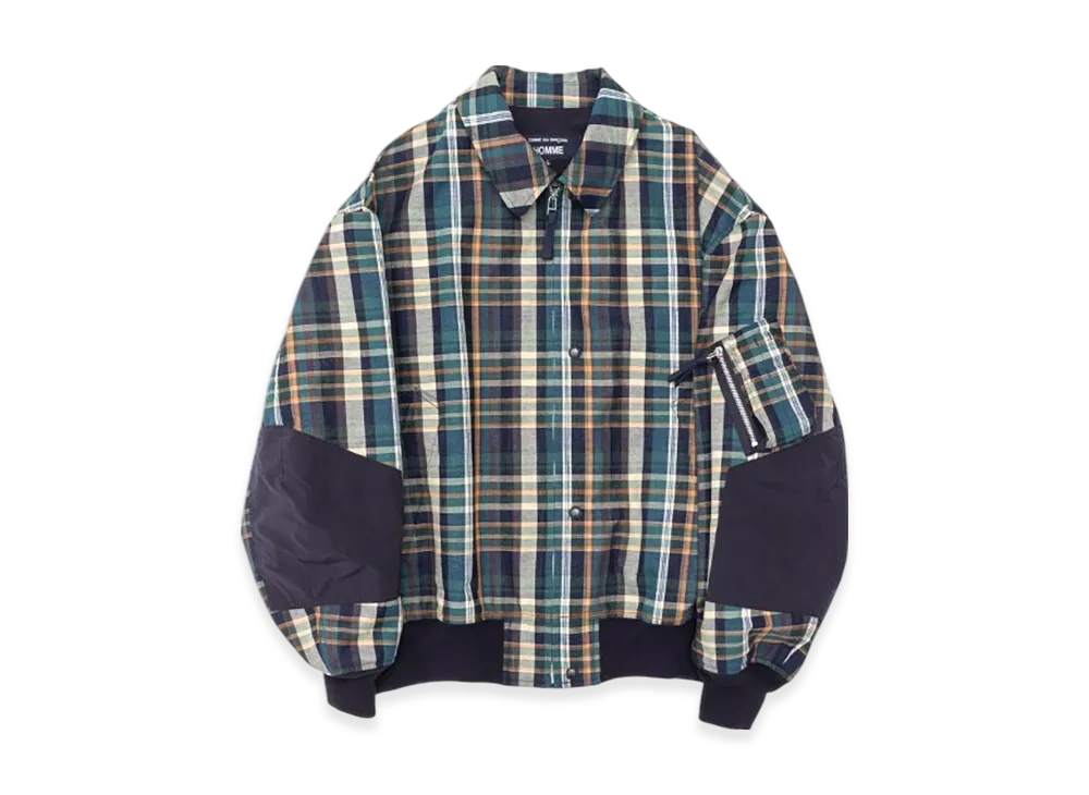 COMME des GARCONS HOMME Cotton Linen 3 Layer Check Blouson "Navycheck"