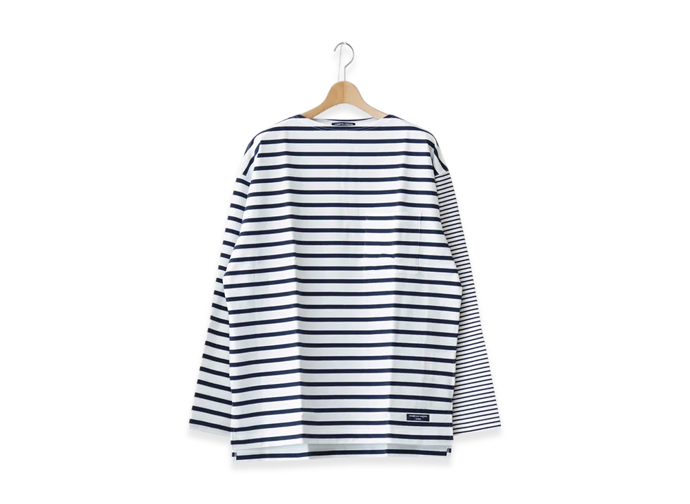 COMME des GARCONS HOMME Cotton Jersey Striped Long Sleeve T-shirt "White/Navy"
