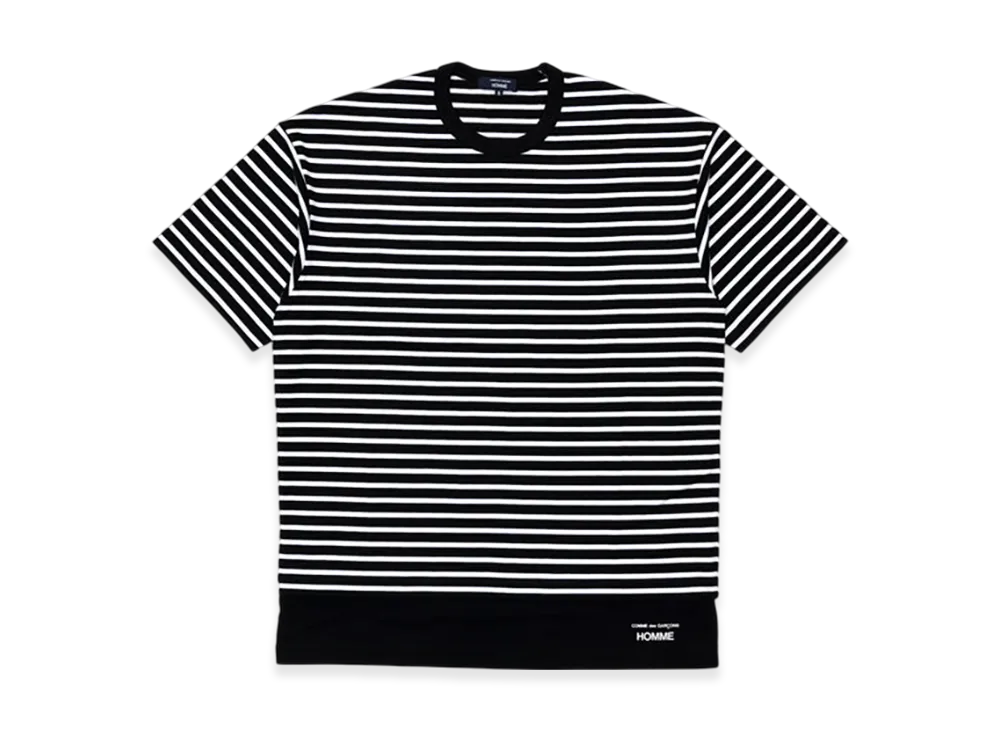 COMME des GARCONS HOMME Cotton Compression Jersey Horizontal Stripes/Cotton Jersey Plain "Black/White"