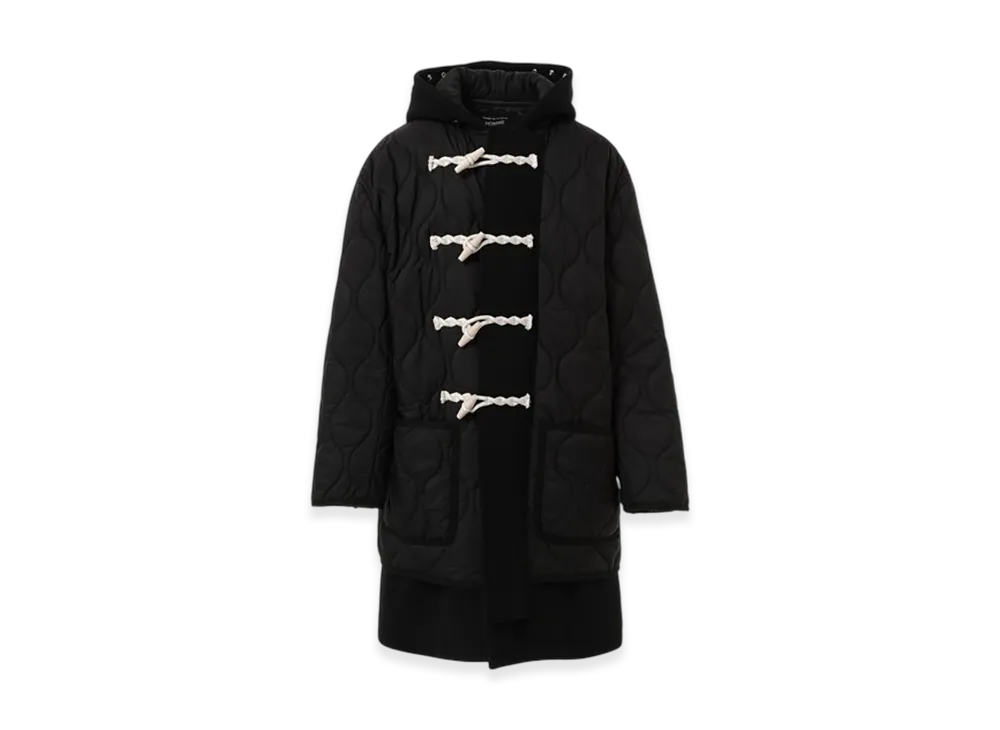 COMME des GARCONS HOMME Wool Melton X Nylon Quilting Duffle Coat "Black"
