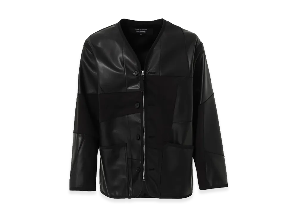 COMME des GARCONS HOMME Synthetic Leather Patchwork Jacket "Black"