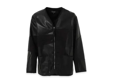 COMME des GARCONS HOMME Synthetic Leather Patchwork Jacket "Black"