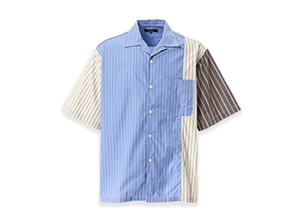 COMME des GARCONS HOMME Cotton Stripe Mix Half Sleeve Shirt "Sax Blue"