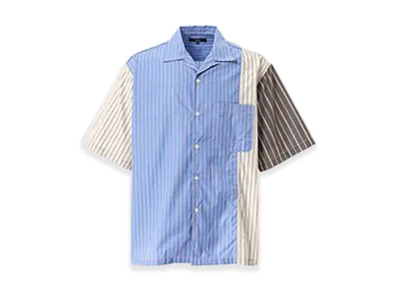 COMME des GARCONS HOMME Cotton Stripe Mix Half Sleeve Shirt "Sax Blue"