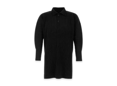 COMME des GARCONS HOMME Polyester Long Sleeve Polo Shirt "Black"