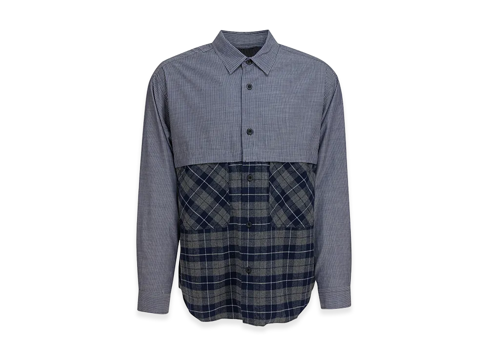 COMME des GARCONS HOMME Shirt With Cotton Inserts "Navy/Gray"