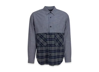 COMME des GARCONS HOMME Shirt With Cotton Inserts "Navy/Gray"