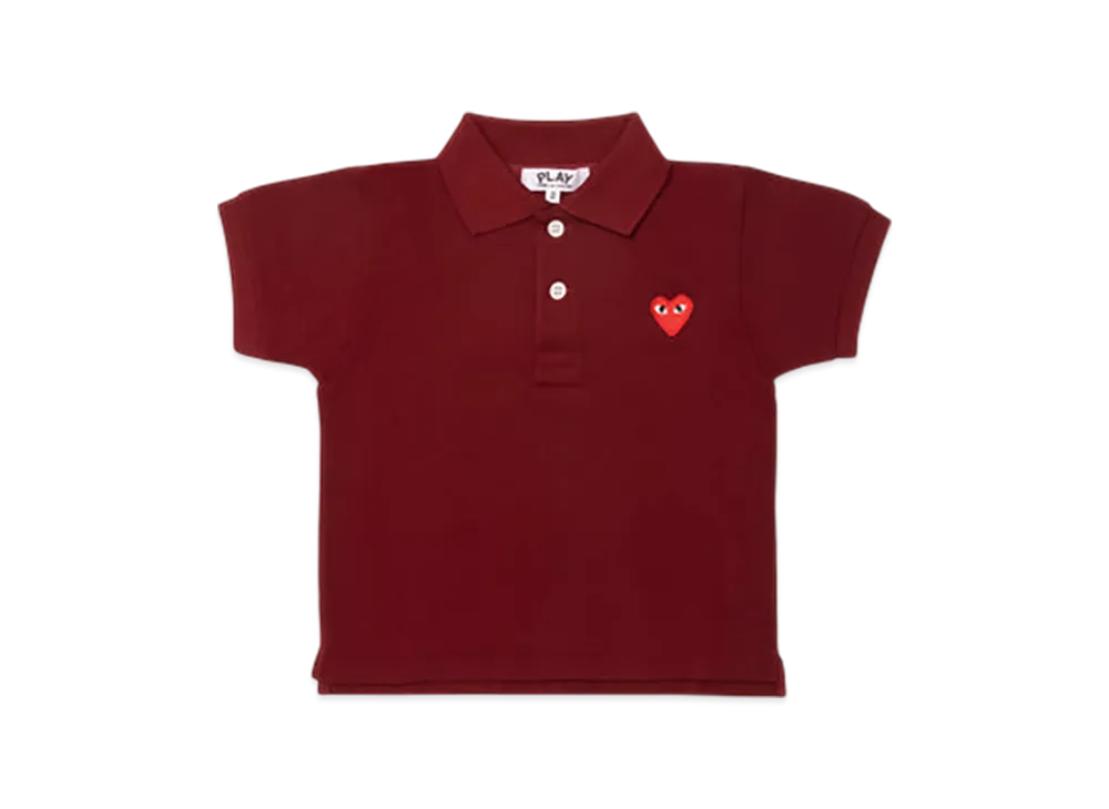 COMME des GARCONS PLAY Kids Polo Shirt With Red Emblem "Burgundy"