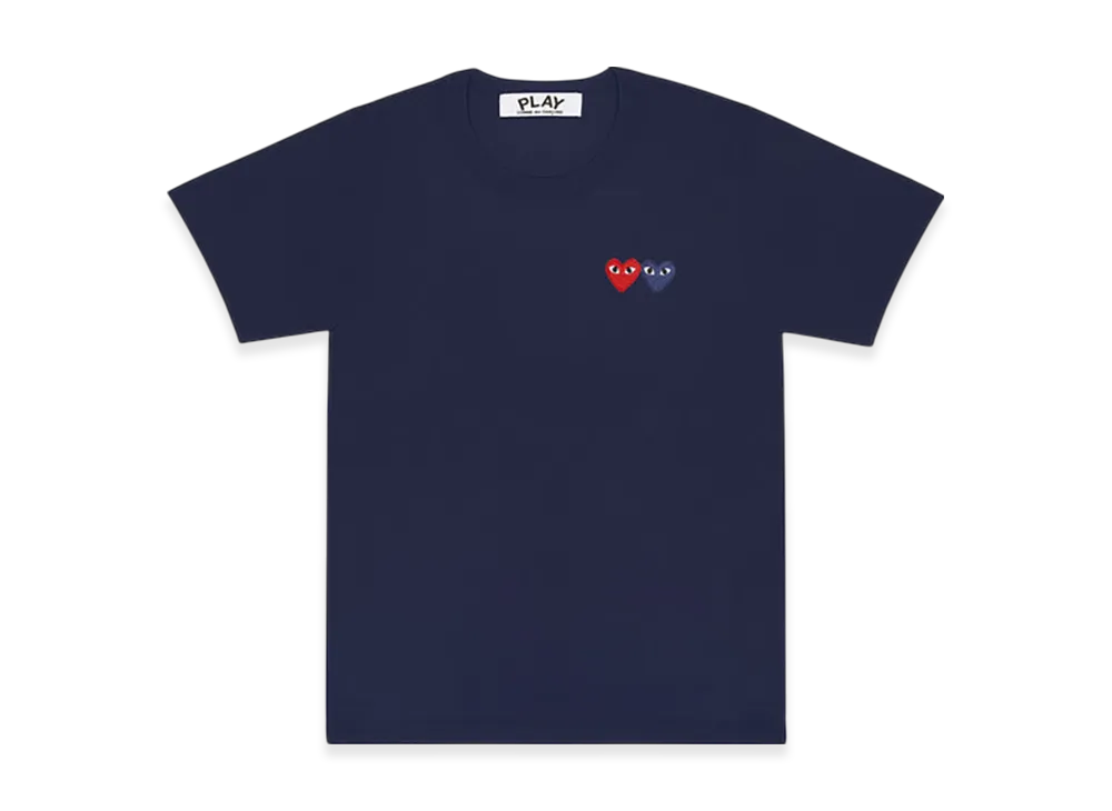 COMME des GARCONS PLAY T-Shirt With Double Heart Ladies "Navy"