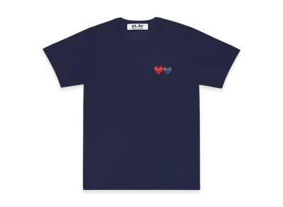 COMME des GARCONS PLAY T-Shirt With Double Heart Ladies "Navy"