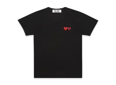 COMME des GARCONS PLAY T-Shirt With Double Heart Ladies "Black"